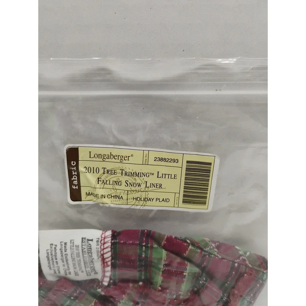 Longaberger 2010 Tree Trimming Little Falling Snow Liner 23882293 Plaid Lot Of 3